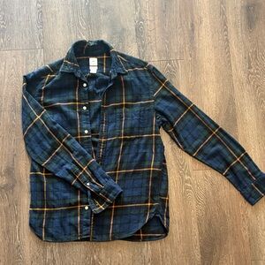 H&M Navy and Orange Plaid Casual Shirt